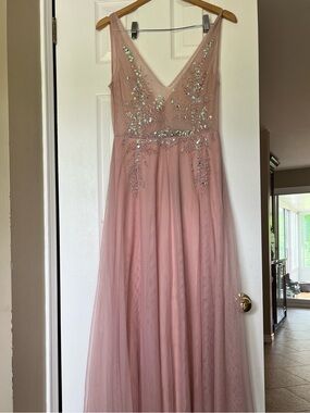 Blush Pink Beaded Tulle Formal Gown NWT Size 10 Prom Bridesmaid